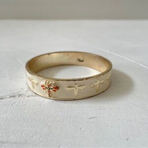 Fossil Bee Dragonfly Gold and Cream Enamel Bangle Bracelet